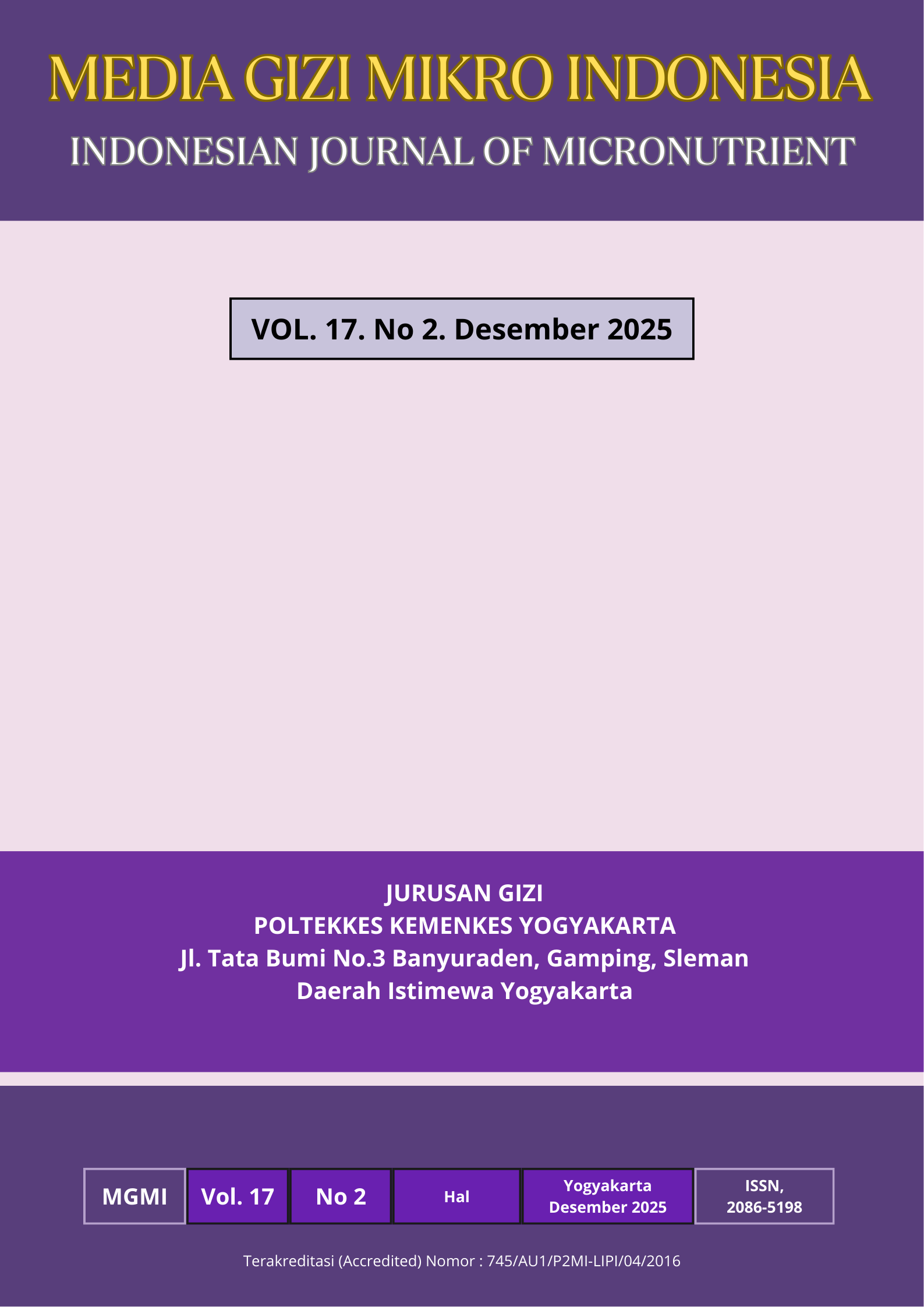 					View Vol. 17 No. 2 (2025): Media Gizi Mikro Indonesia (MGMI)
				